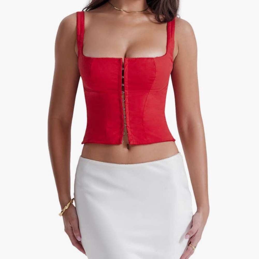 House of CB Pia Poplin Corset Crop Top